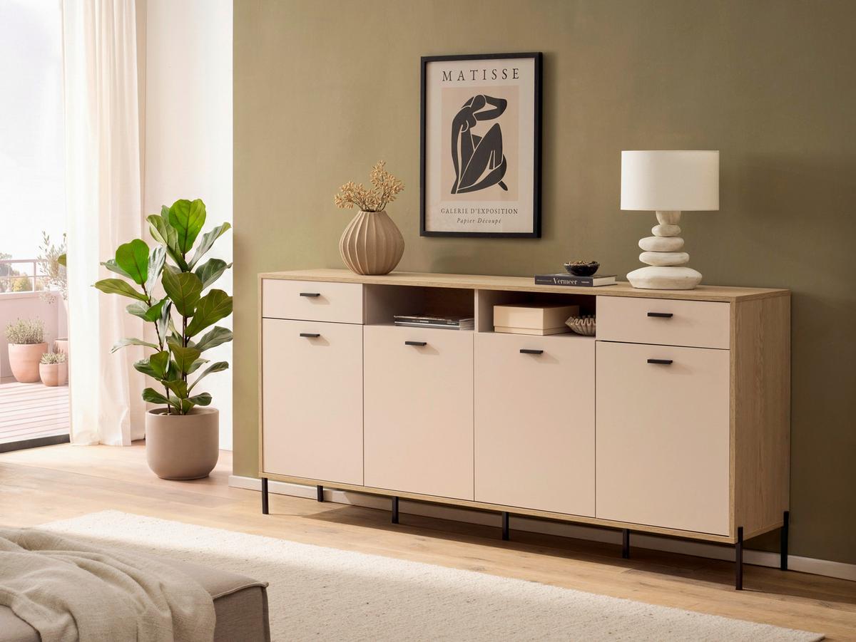 Sideboard Fredericia Eichefarben Kaschmir B: 205 cm - Kaschmir/Eichefarben, Design, Holzwerkstoff (205/94/40cm) - MID.YOU