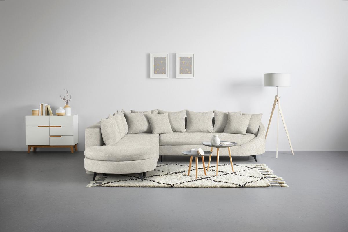 Rohová sedačka AXEL, levá, béžová tkanina - černá/béžová, Moderní, kov/textil (250/87/291cm) - Mömax