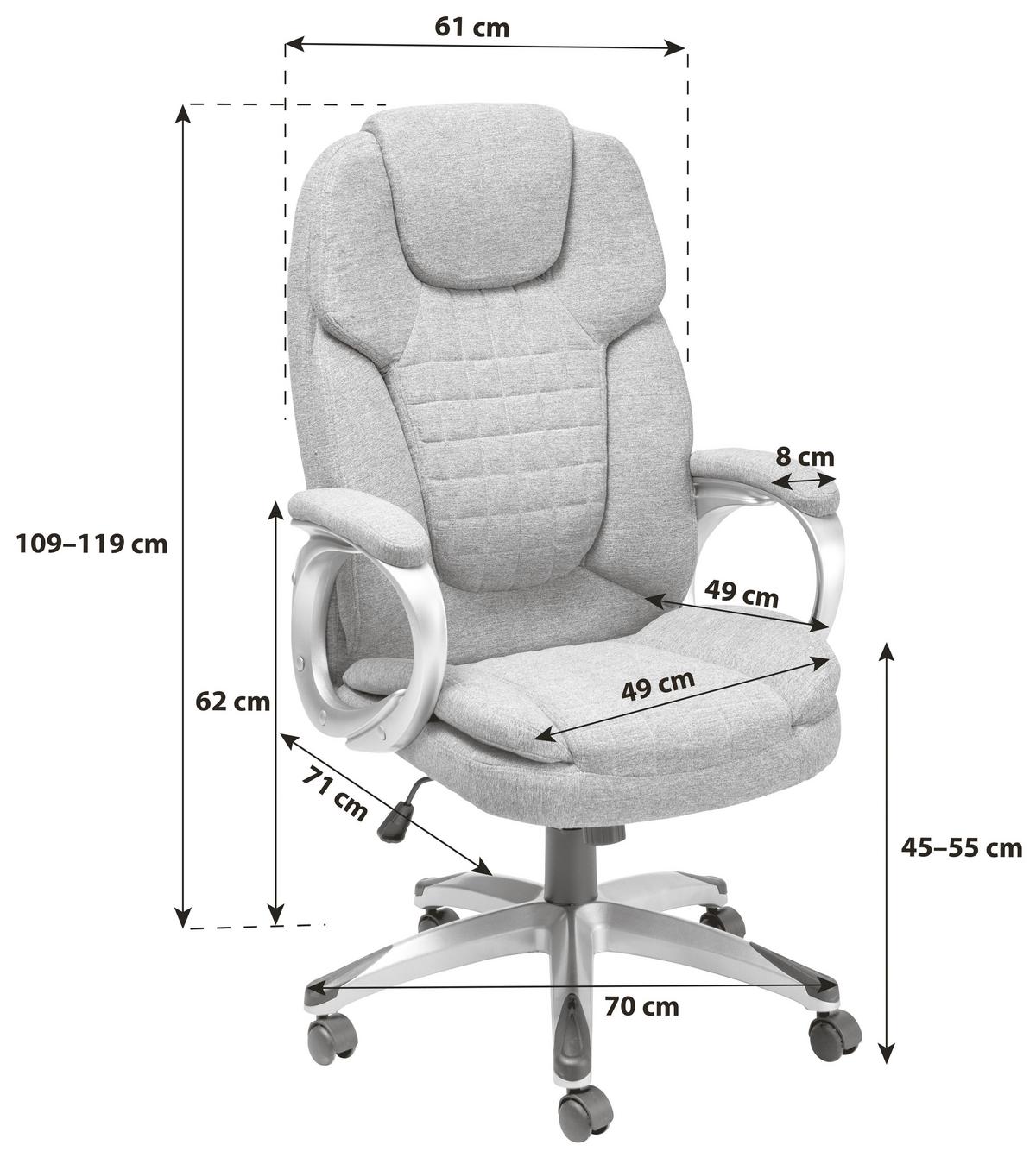 Drehstuhl Orleans - Silberfarben/Hellgrau, LIFESTYLE, Kunststoff/Textil (61/109-119/71cm) - MID.YOU