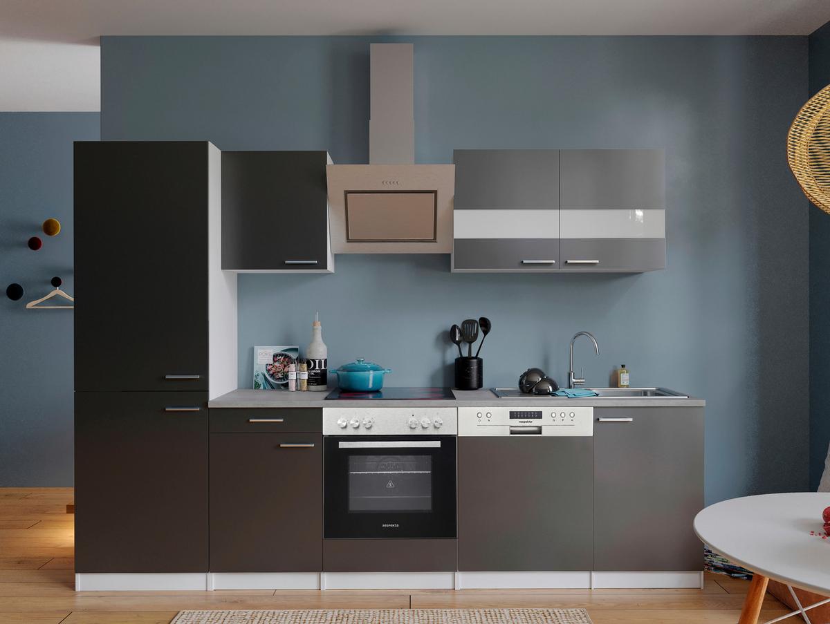 Küchenblock Malia Küchenblock 280 cm - Graphitfarben/Weiß, Basics, Holzwerkstoff (280cm) - Respekta