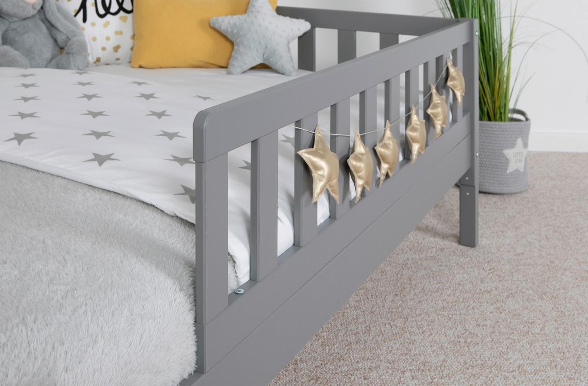 Bodenbett 120/200 Cm Hellgrau Inkl. Laden - Hellgrau/Naturfarben, MODERN, Holz (120/200cm) - MID.YOU