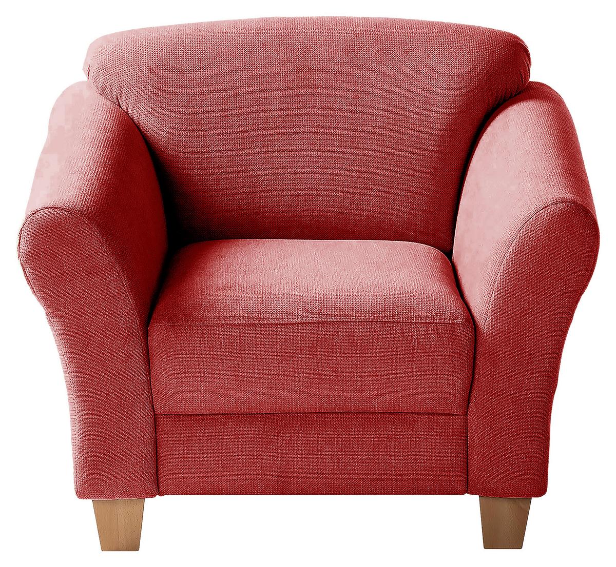 Sessel Gotland rot Rücken echt, 101x84x89 cm - Rot/Naturfarben, KONVENTIONELL, Textil (101/84/89cm) - Sit & More
