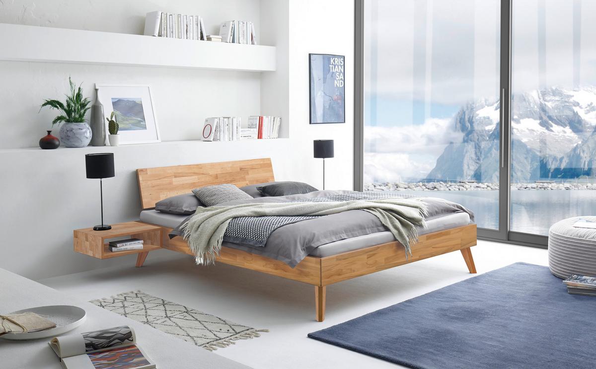 Bett Ancona Kernbuche 200x200 cm - Buchefarben/Kernbuche, Natur, Holz (200/200cm) - Hasena