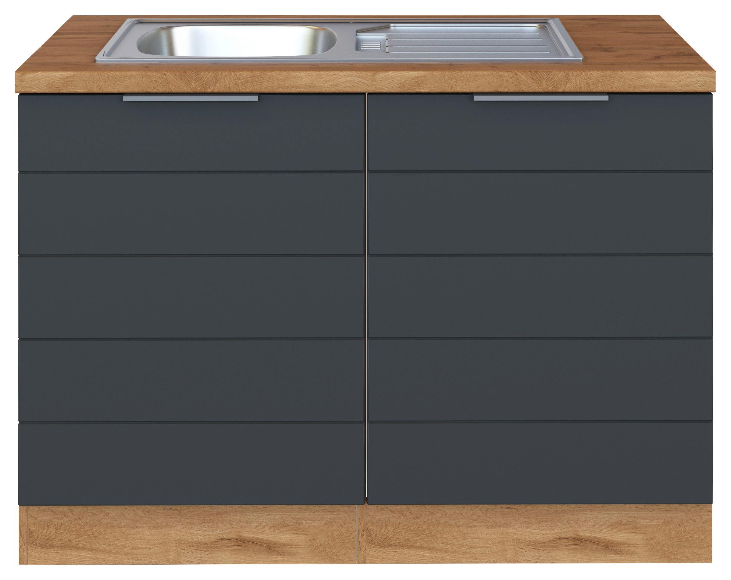 Spülenschrank Florenz B: 120 cm Grau/Eiche Dekor - Eiche Wotan/Grau, Design, Holzwerkstoff (120/86/60cm) - Held