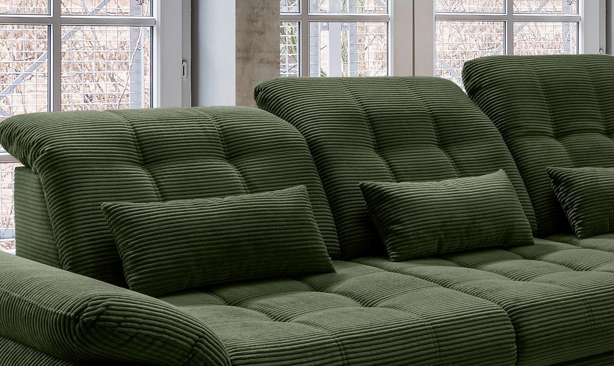 Ecksofa Mit Bettkasten Rigatti Dunkelgrün 314x184cm - Dunkelgrün/Schwarz, MODERN, Textil (314/184cm) - Livetastic