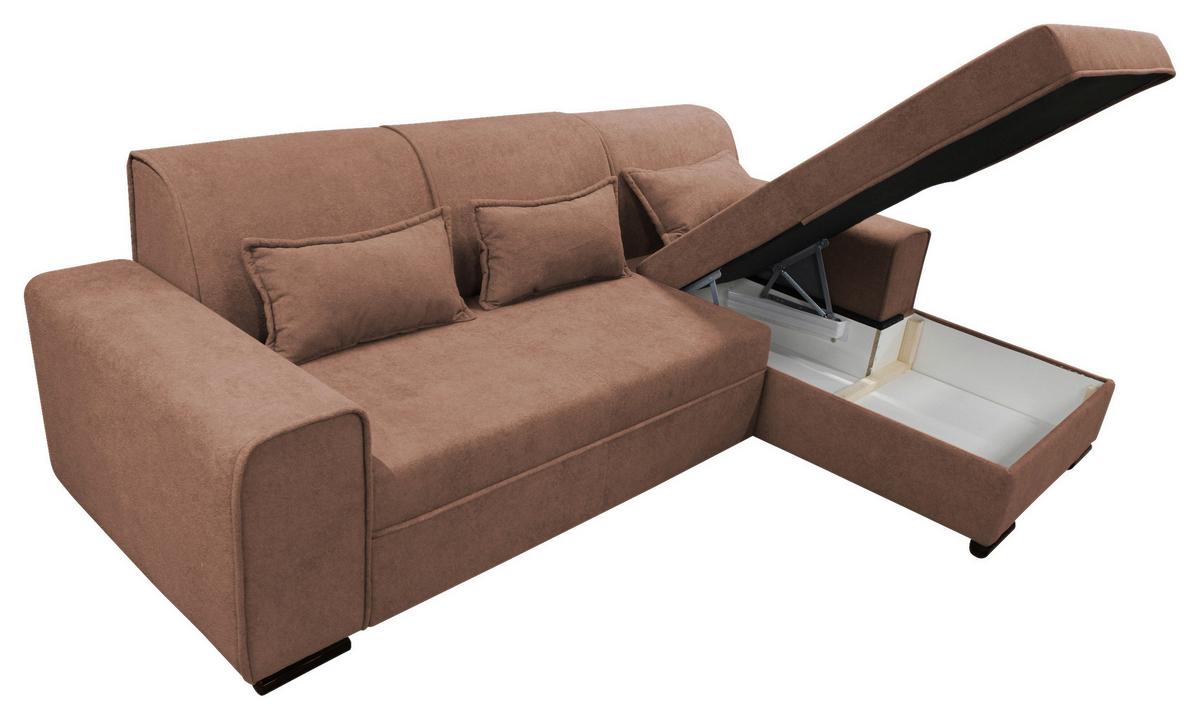 Ecksofa Classic Altrosa 270x175 Cm - Schwarz/Altrosa, Design, Textil (270/175cm) - MID.YOU