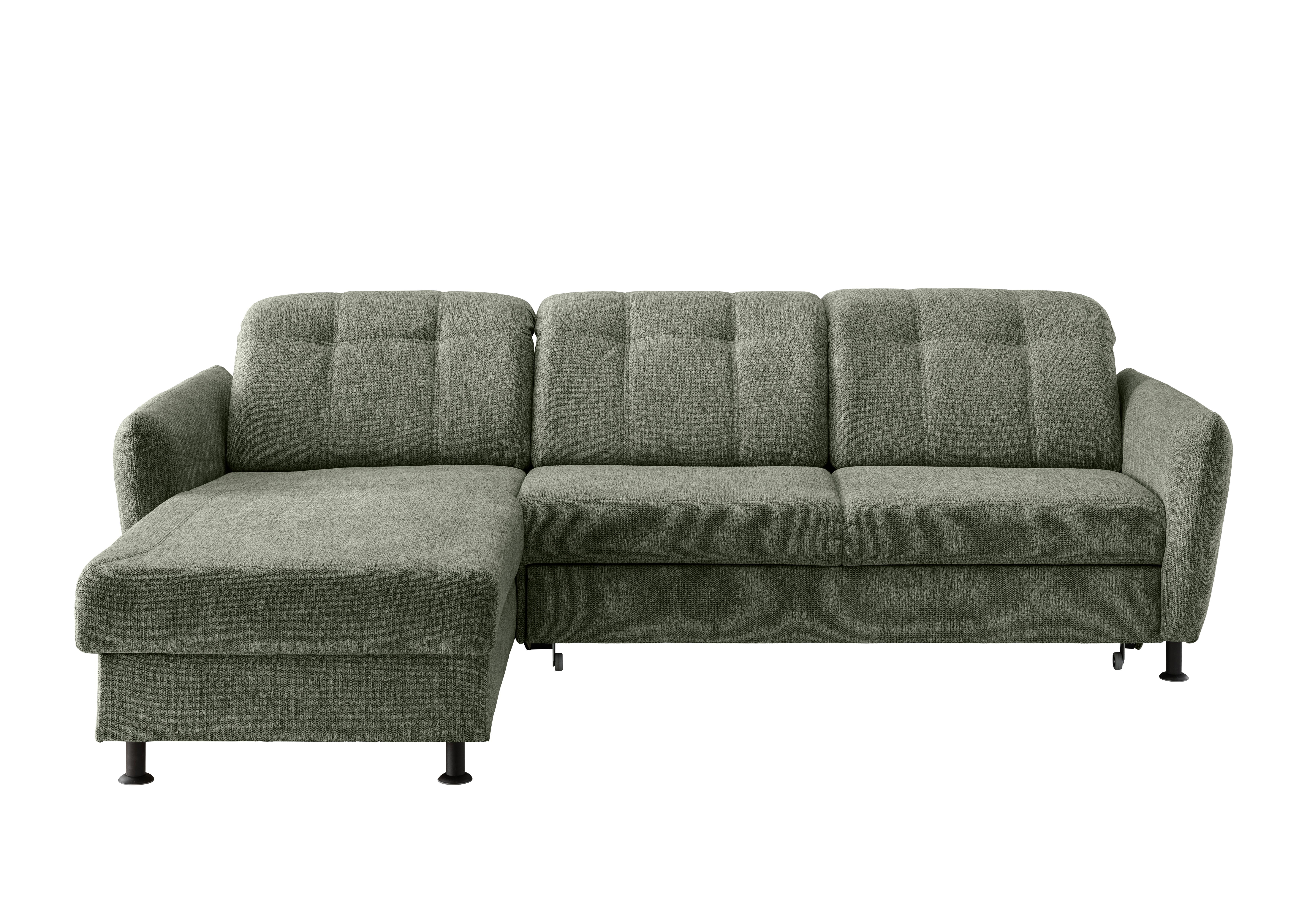 Ecksofa Minori Chenille Grün, S: 184x267 cm - Schwarz/Grün, MODERN, Textil (184/267cm) - Livetastic
