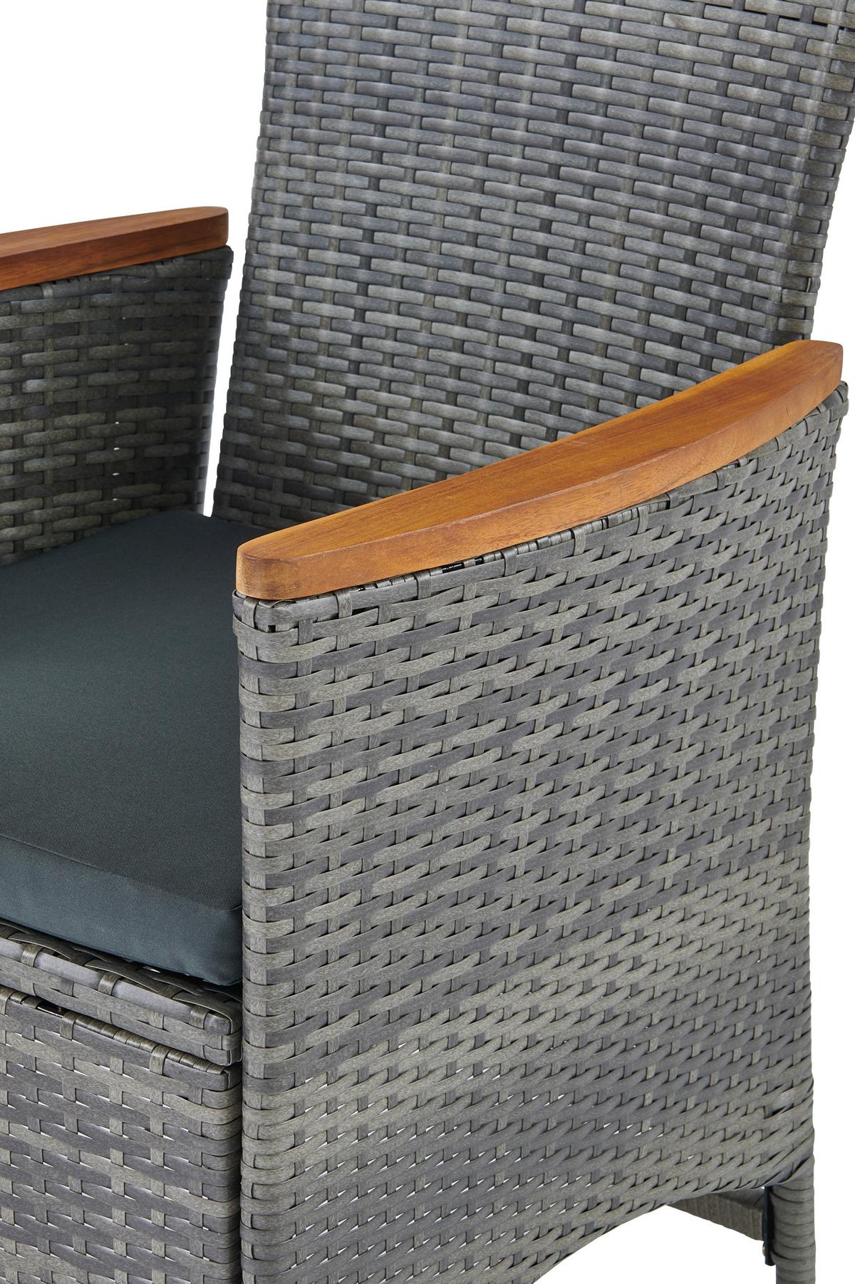 Gartengarnitur Korfu 7-teilig Aus Poly-Rattan Mit Kissen - Grau, MODERN, Holz/Kunststoff (150/90/75cm) - Luca Bessoni