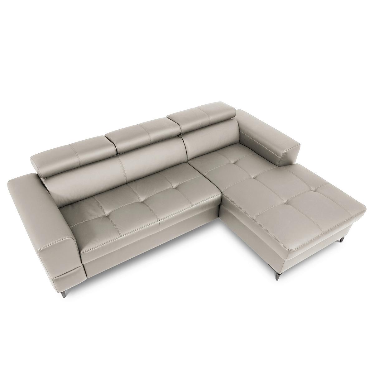 Ecksofa Torino Teilleder Platinfarben 247x173 - Platinfarben/Schwarz, Design, Leder/Textil (247/173cm) - Livetastic