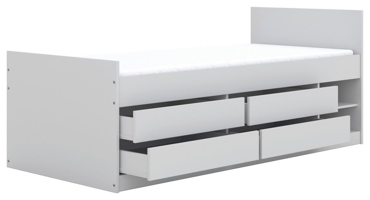 Kinder-/Juniorbett Leon Weiß B: 90cm - Birkefarben/Weiß, MODERN, Holz/Holzwerkstoff (90/200cm) - MID.YOU