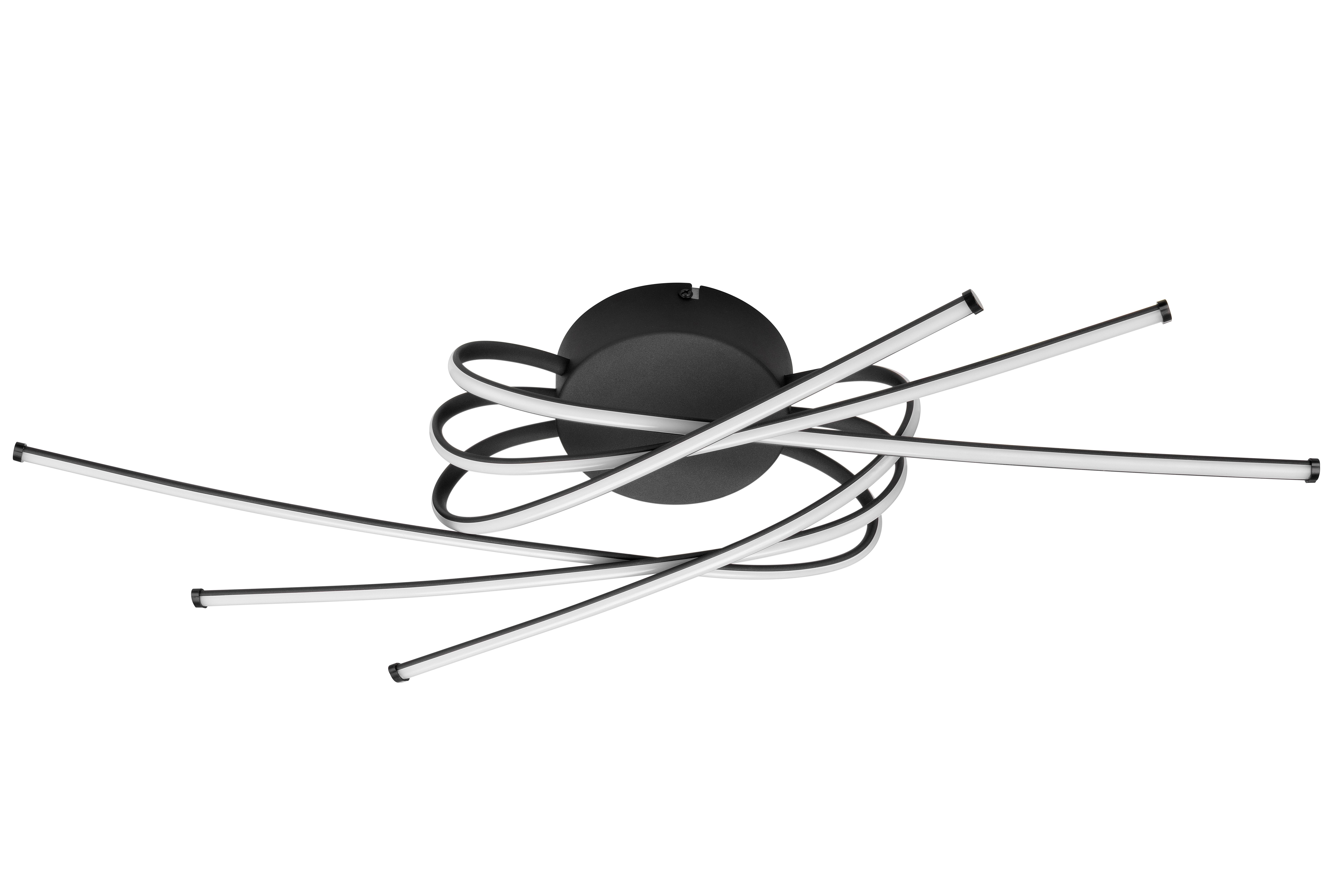 LED-Deckenleuchte Stral - Schwarz, MODERN, Kunststoff/Metall (65,5/31/14cm)