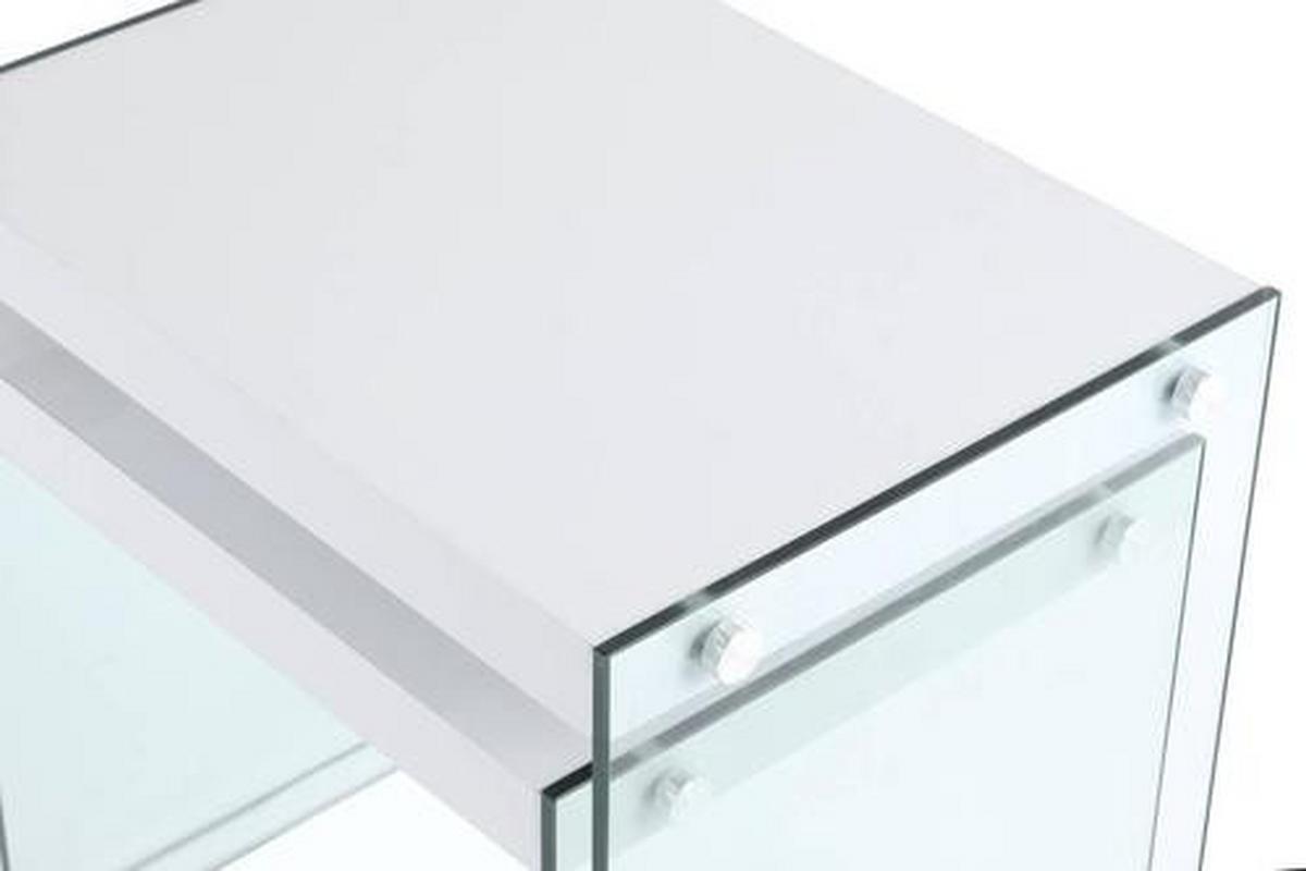 Beistelltisch 2-teilig Elementary Glas Weiß - Klar/Weiß, Basics, Glas/Holzwerkstoff - Kayoom