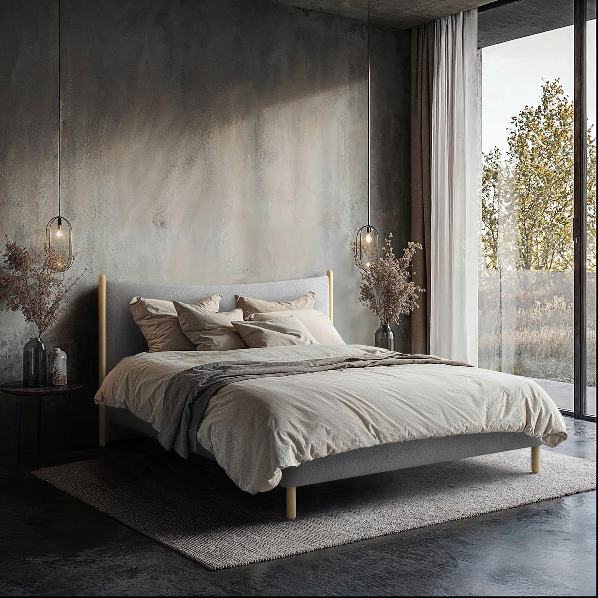 Polsterbett Nature Anthrazit Lf: 180x200 Cm - Anthrazit/Buchefarben, MODERN, Holz/Holzwerkstoff (180/200cm) - MID.YOU