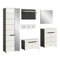 Garderobe Canu 5-Teilig Grau/Weiß B: 265 cm - Weiß/Grau, Design, Holzwerkstoff (265/190/37cm) - Livetastic
