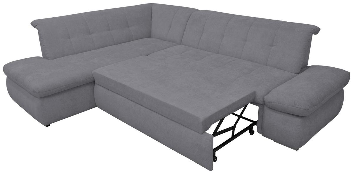 Ecksofa Mit Schlaffunktion Moric Dunkelgrau Mikrofaser - Chromfarben/Dunkelgrau, KONVENTIONELL, Textil (216/273cm) - MID.YOU