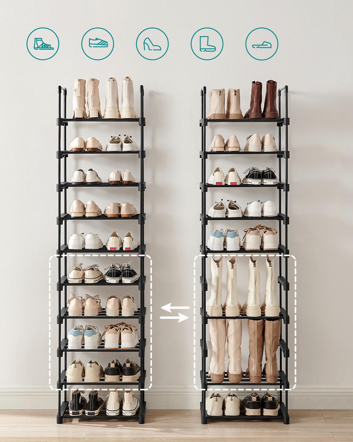 REGÁL NA BOTY ECO - černá, Trend, kov/plast (45/174/30cm) - Boxxx