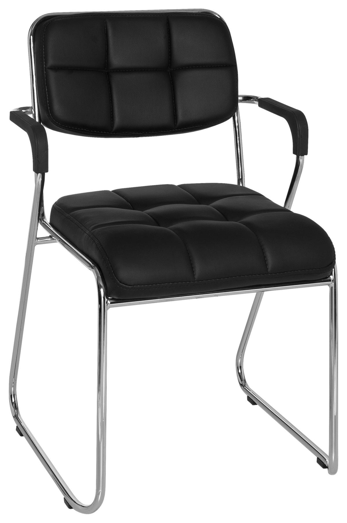 Besucherstuhl Zanta Schwarz Bis 110 Kg - Chromfarben/Schwarz, Basics, Kunststoff/Textil (49/79/44cm) - MID.YOU