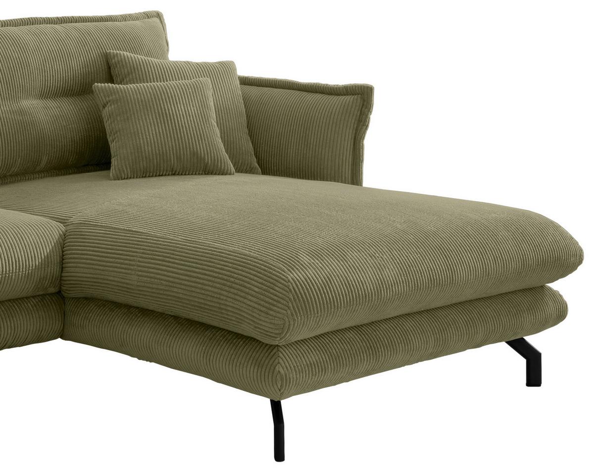 Ecksofa Lava Olivgrün S: 255x180cm - Schwarz/Olivgrün, MODERN, Textil (255/180cm) - Livetastic