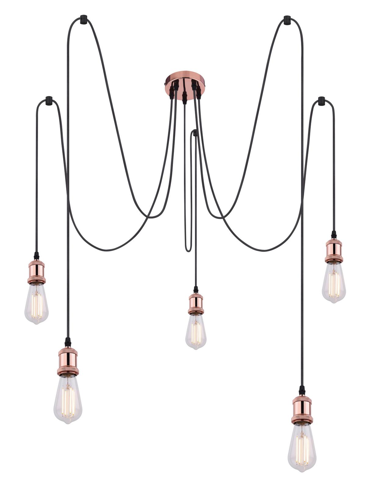 Hängeleuchte Globe H: 200 Cm 5-Flammig, Kupferfarben - Kupferfarben, Basics, Textil/Metall (11,7/200cm) - Globo