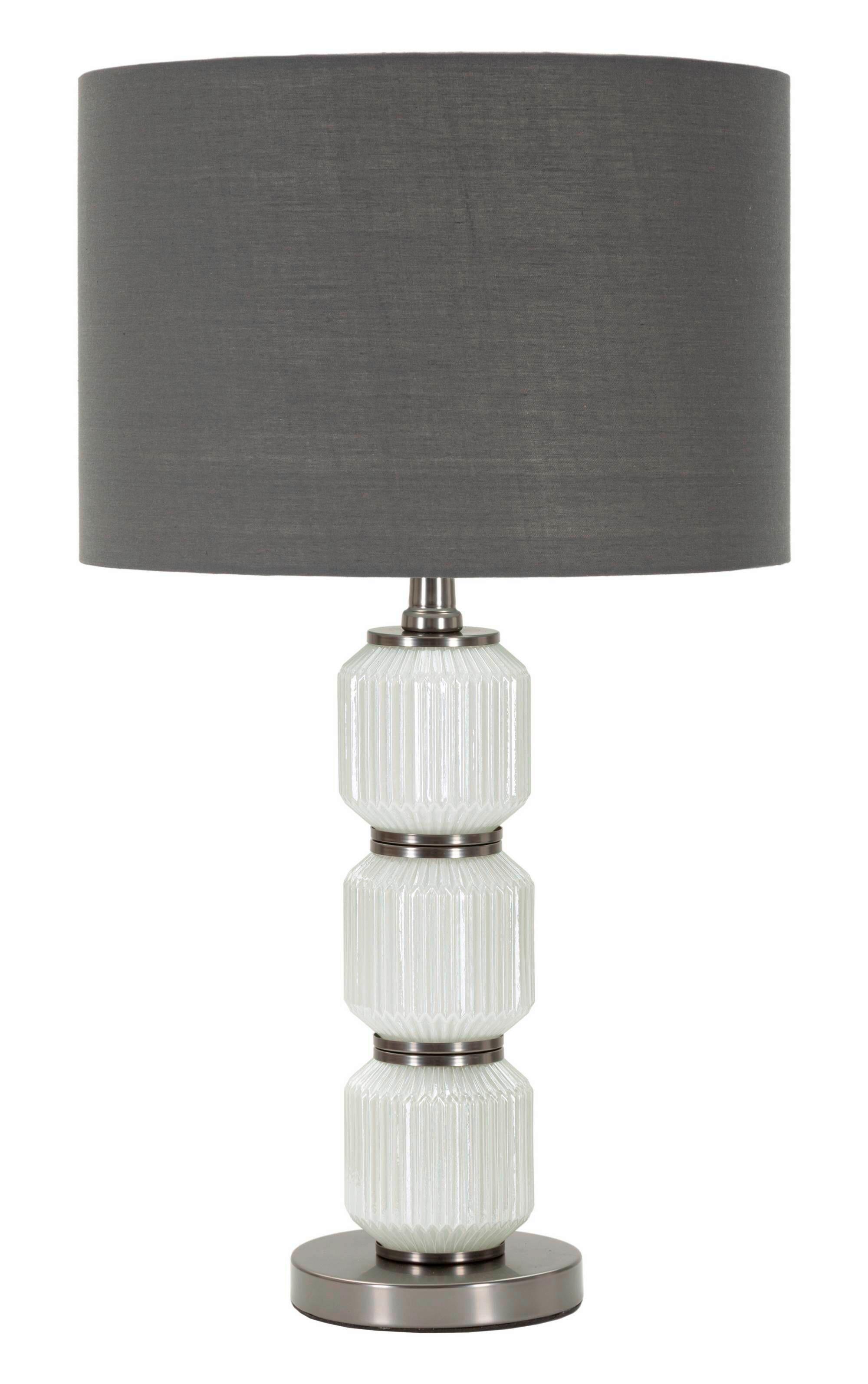 Tischleuchte Bright Three Weiß, Grau B: 32,5 cm - Weiß/Grau, Basics, Glas/Textil (32.5/32.5/57cm)