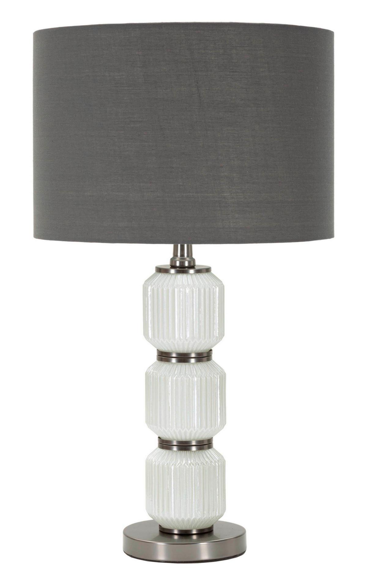 Tischleuchte Bright Three Weiß, Grau B: 32,5 cm - Weiß/Grau, Basics, Glas/Textil (32.5/32.5/57cm)