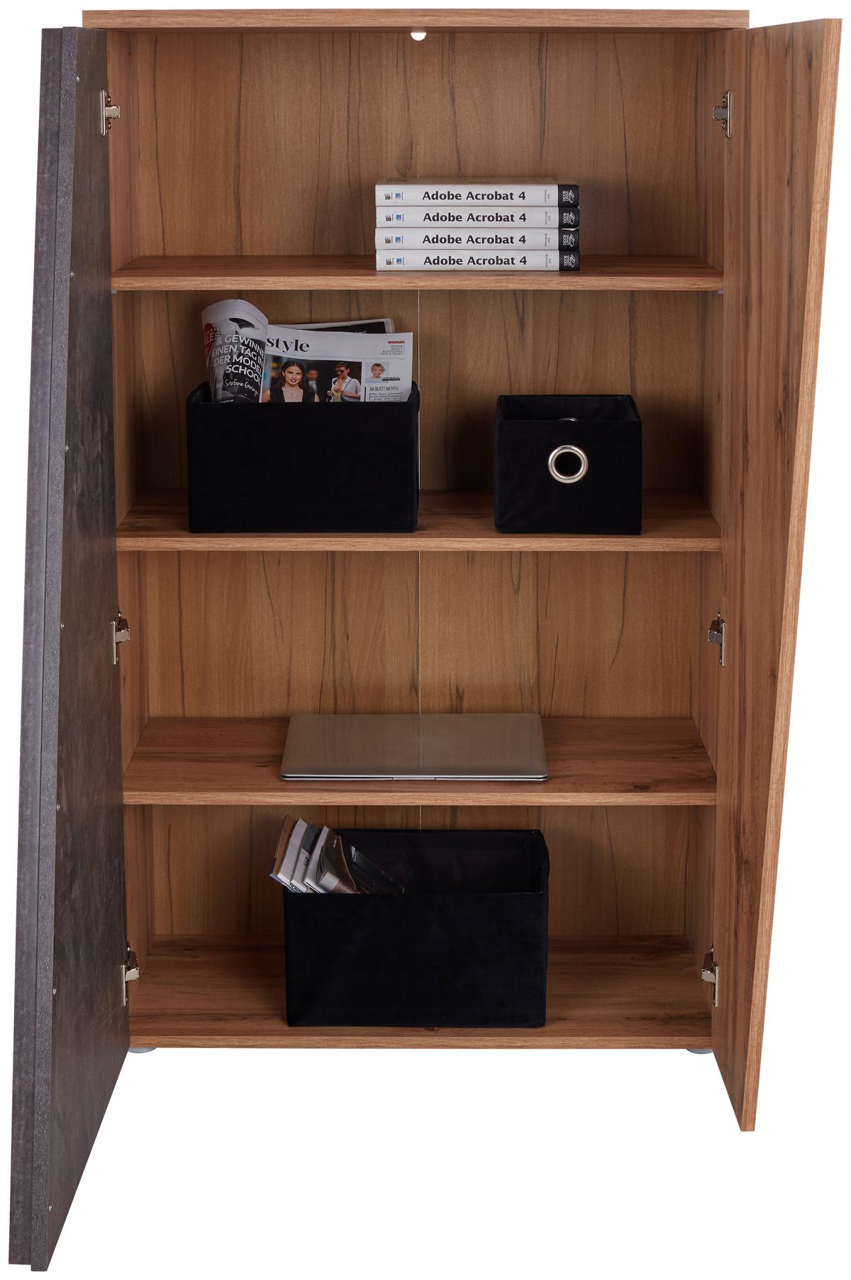 Wohnkombination Modern 4-tlg. Venedig Eiche Dekor/dunkelgrau - Eichefarben/Dunkelgrau, MODERN, Holzwerkstoff (287/196/40cm)
