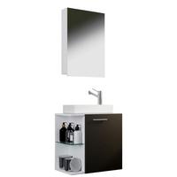 Badmöbel-Set 3-Tlg. Hängend Hausa B: 63 cm Weiß/Anthrazit - Anthrazit/Weiß, MODERN, Keramik/Holzwerkstoff (52cm) - MID.YOU