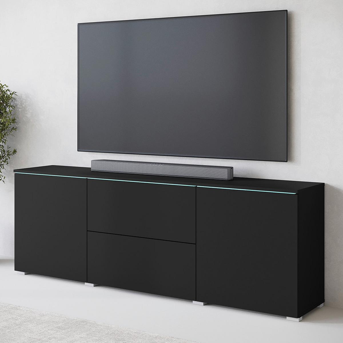 NÍZKÁ KOMODA VERA 181 - šedá/černá, Trend, kompozitní dřevo/plast (180/61,8/34,5cm) - P & B