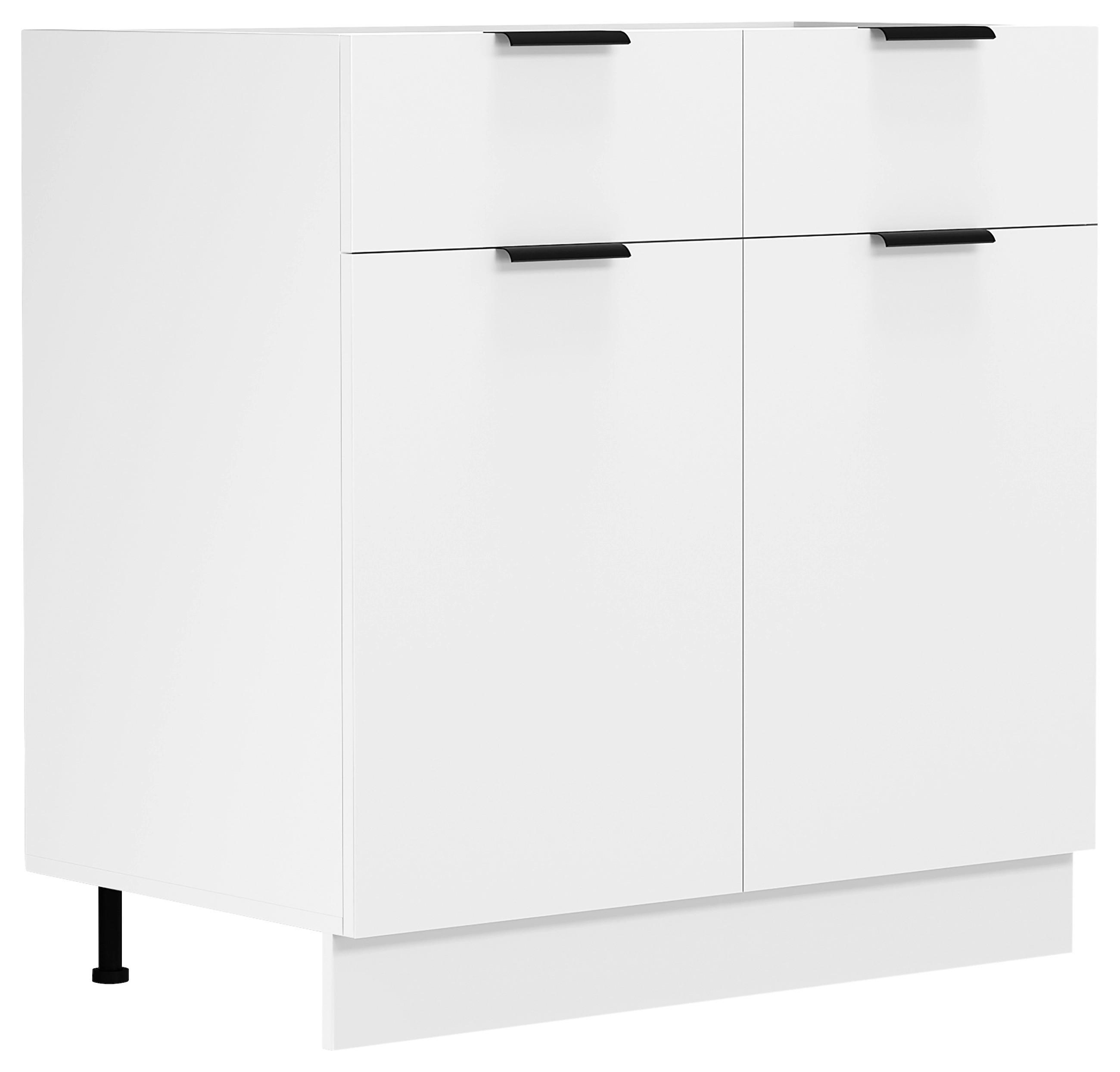 Küchenunterschrank Fasola Weiß B: 80 cm - Weiß, Trend, Holzwerkstoff/Kunststoff (80/82/46cm) - MID.YOU
