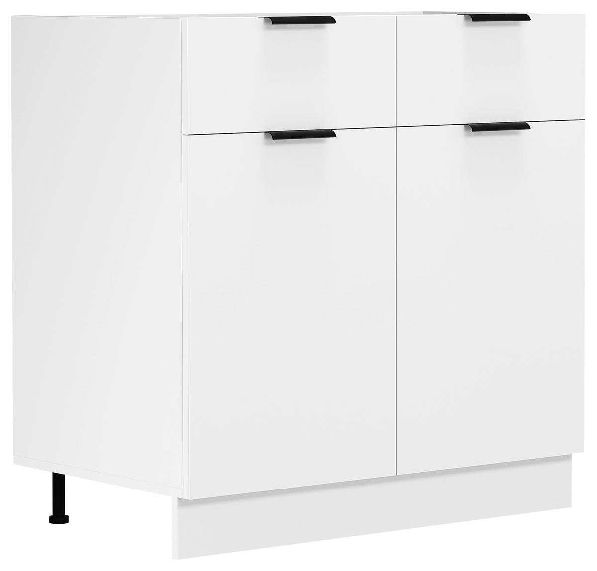 Küchenunterschrank Fasola Weiß B: 80 cm - Weiß, Trend, Holzwerkstoff/Kunststoff (80/82/46cm) - MID.YOU