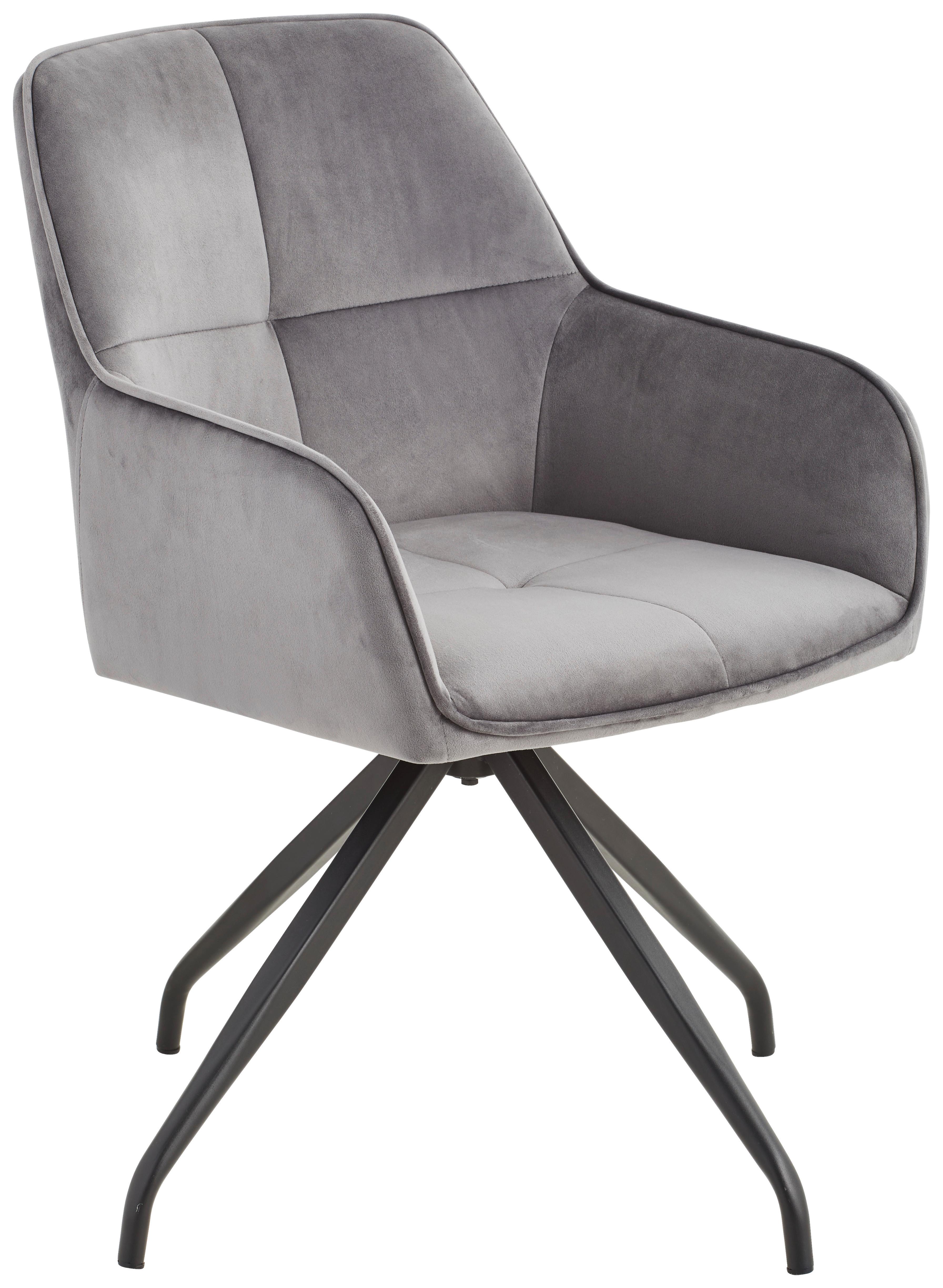 Schalenstuhl Rapallo Grau Gepolstert + drehbar - Schwarz/Grau, MODERN, Holz/Textil (57/83,5/60cm) - Livetastic