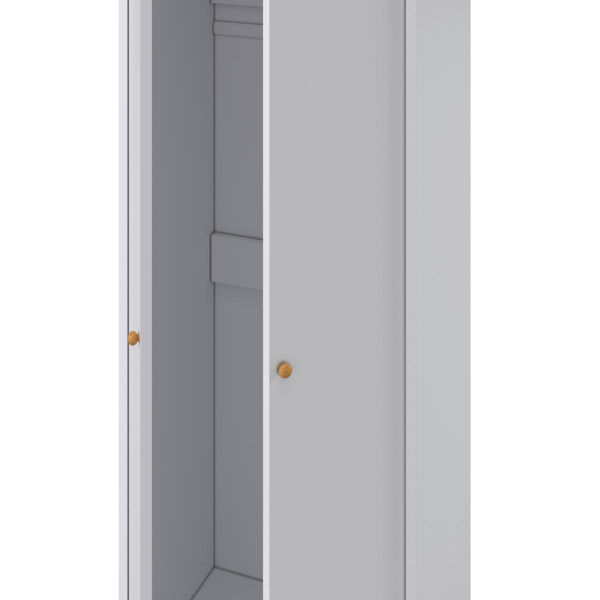Šatní skříň LUDO bílá - bílá/přírodní barvy, Moderní, kov/dřevo (60/180/40cm) - Bessagi Home