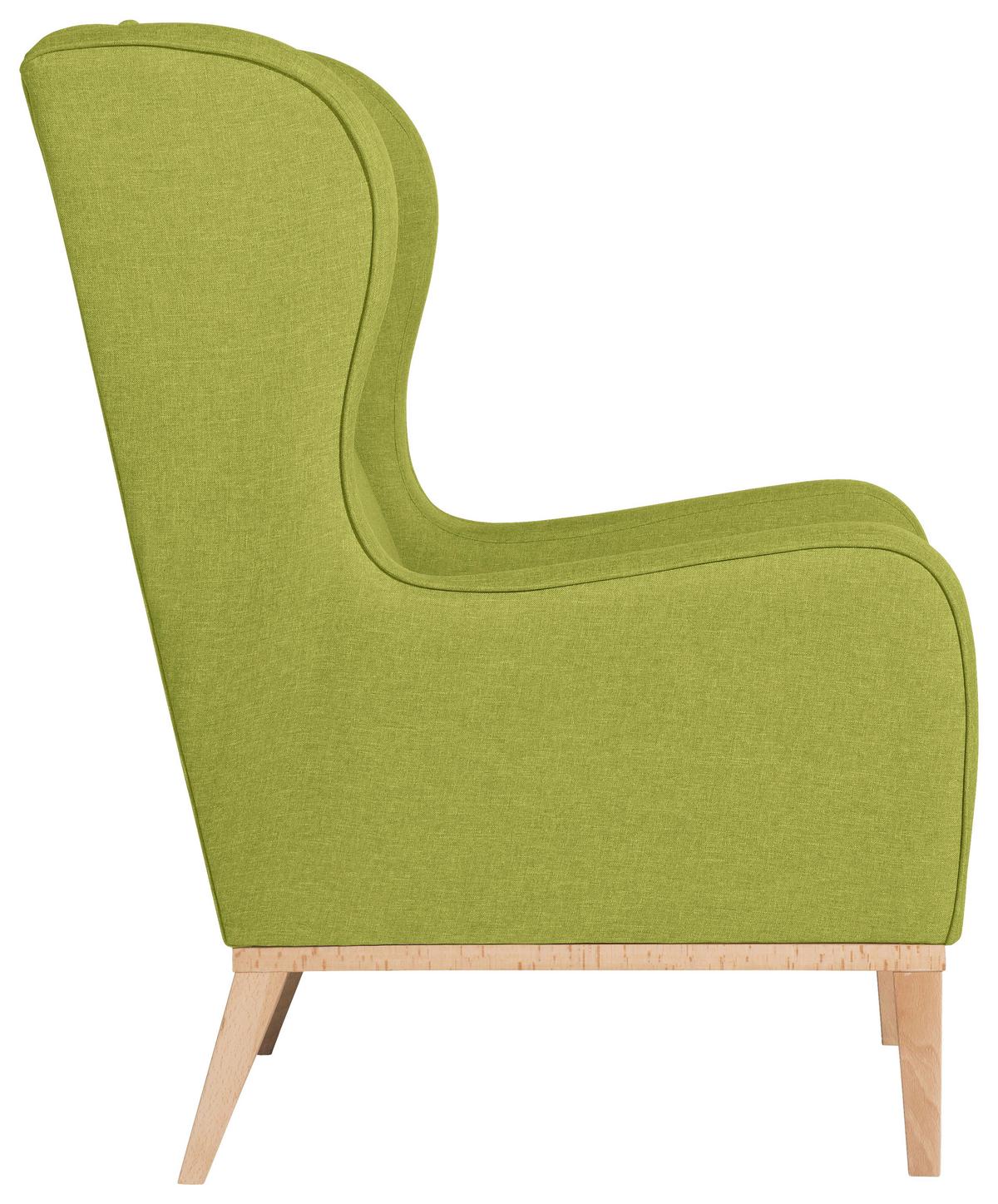 Ohrensessel Angelo - Naturfarben/Hellgrün, KONVENTIONELL, Textil (66/104/78cm) - Max Winzer