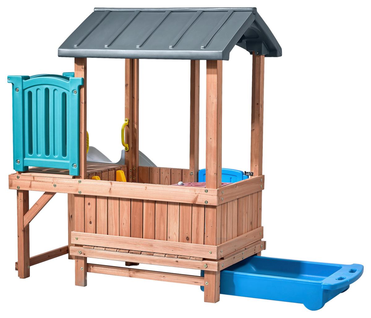 Spielhaus 4906kr - Blau/Braun, KONVENTIONELL, Holz/Kunststoff (165,7/185/214cm) - Ambia Garden