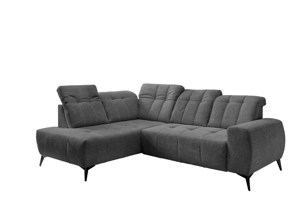 Ecksofa mit USB Anschluss Sano, Anthrazit, S: 200x261 cm - Anthrazit/Schwarz, MODERN, Textil (200/261cm) - Livetastic
