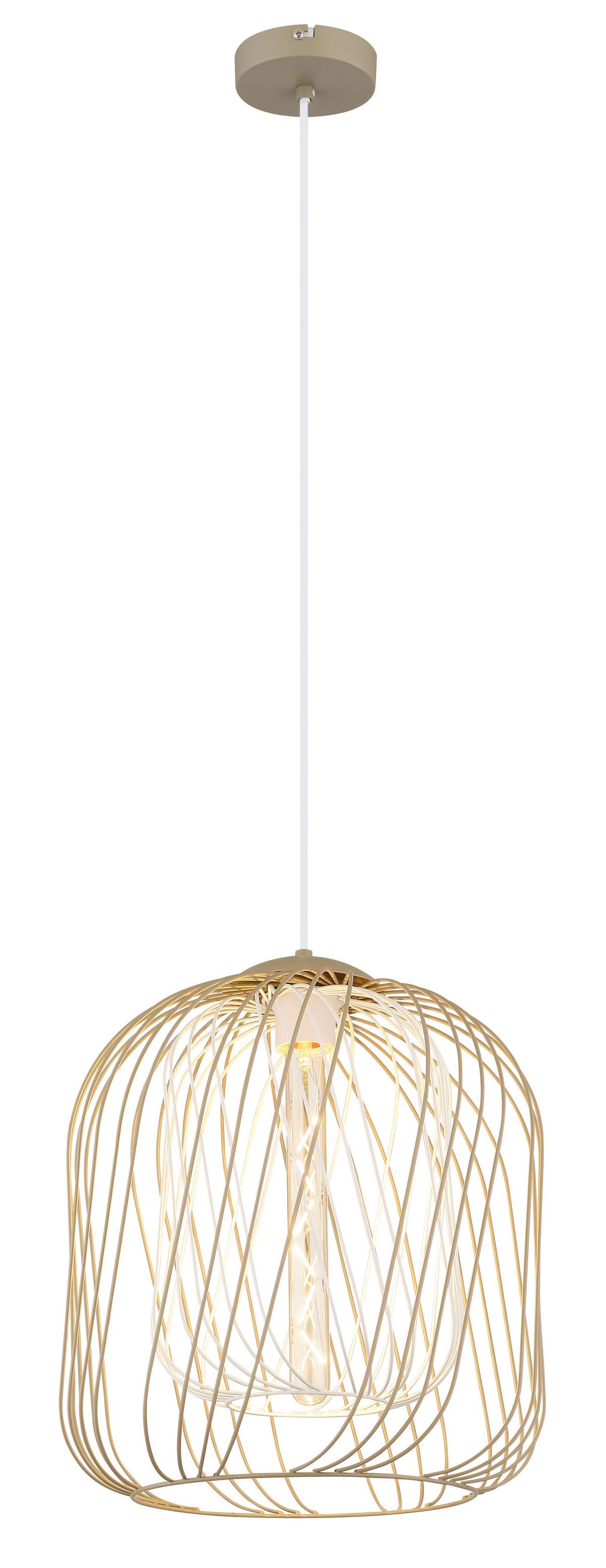 Hängeleuchte Dichti Creme Weiß Sandfarben D: 35 cm - Sandfarben/Creme, Basics, Kunststoff/Metall (35/150cm) - Globo