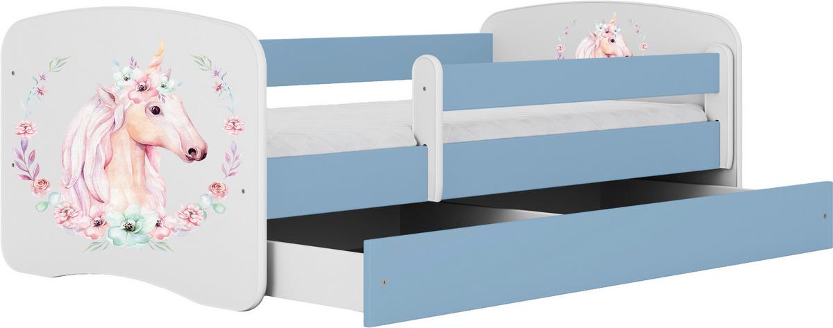 Kinder-/Juniorbett Babydreams Inkl. Matratze 80x160 - Blau/Birkefarben, MODERN, Holz/Holzwerkstoff (80/160cm) - MID.YOU