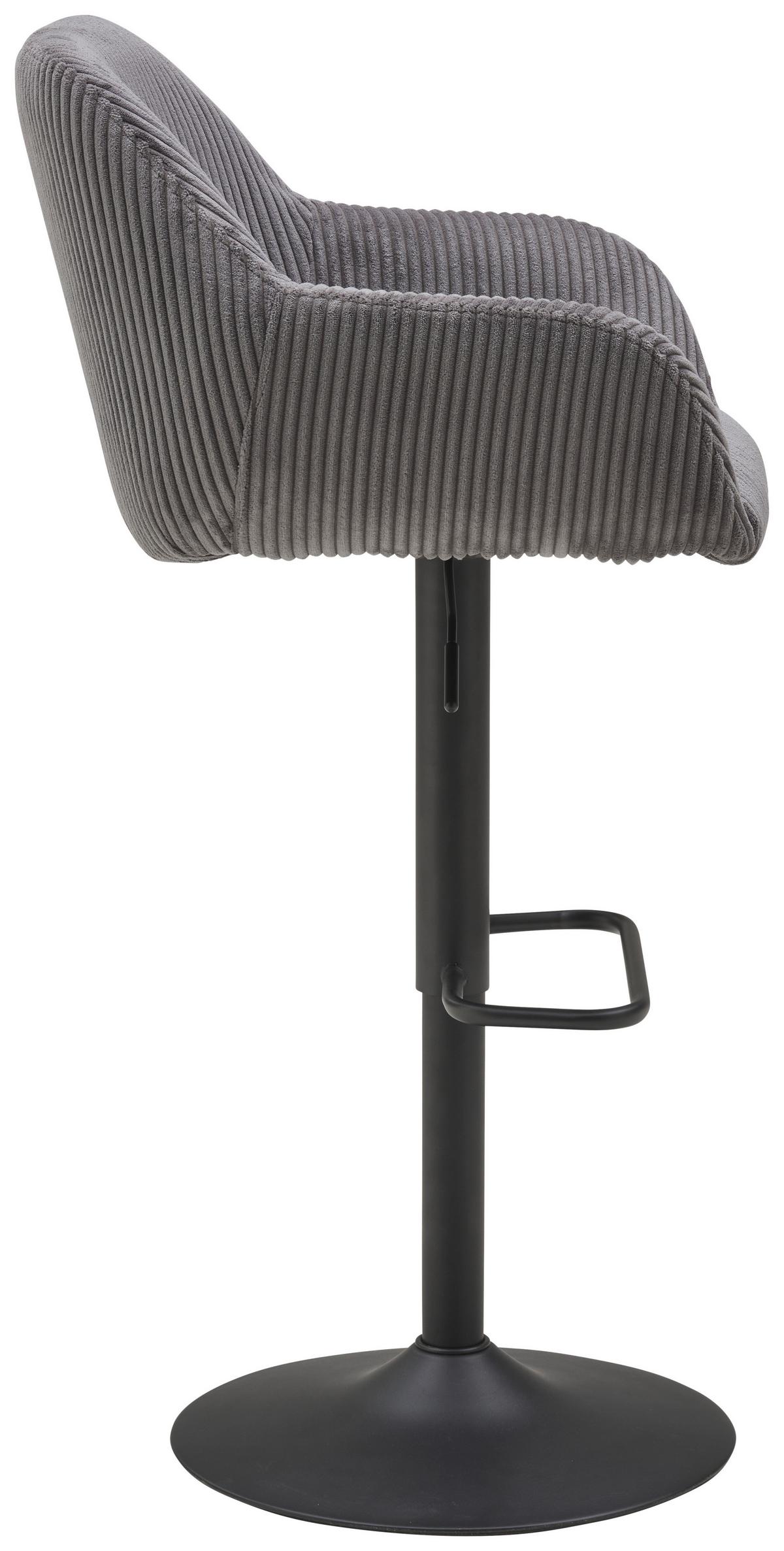 Barhocker Kiana - Schwarz/Grau, LIFESTYLE, Textil/Metall (44/95-117/55cm) - Livetastic