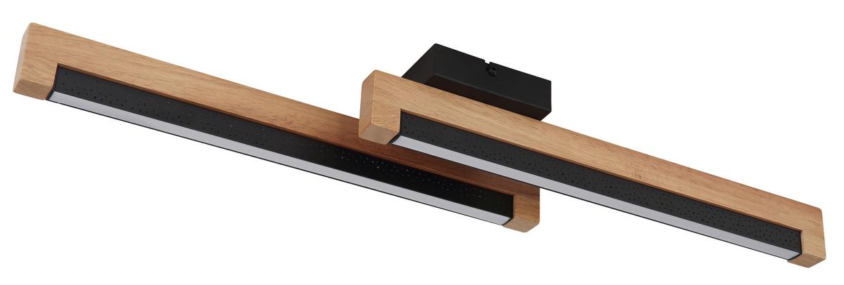 Led-deckenleuchte 67849d - Dunkelbraun/Schwarz, Natur, Kunststoff/Metall (70/13/8cm) - Globo