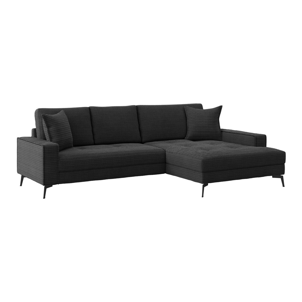 Ecksofa Zero-3s.rec - Schwarz, Trend, Textil (286/173cm)