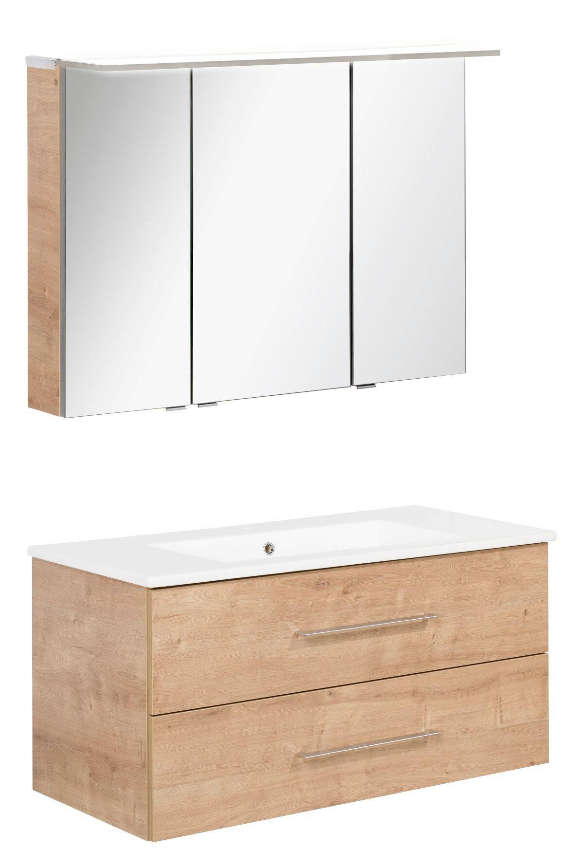 Badezimmer B.Perfekt Eichefarben 3-Teilig - Eichefarben/Weiß, Basics, Glas/Keramik (102cm) - MID.YOU