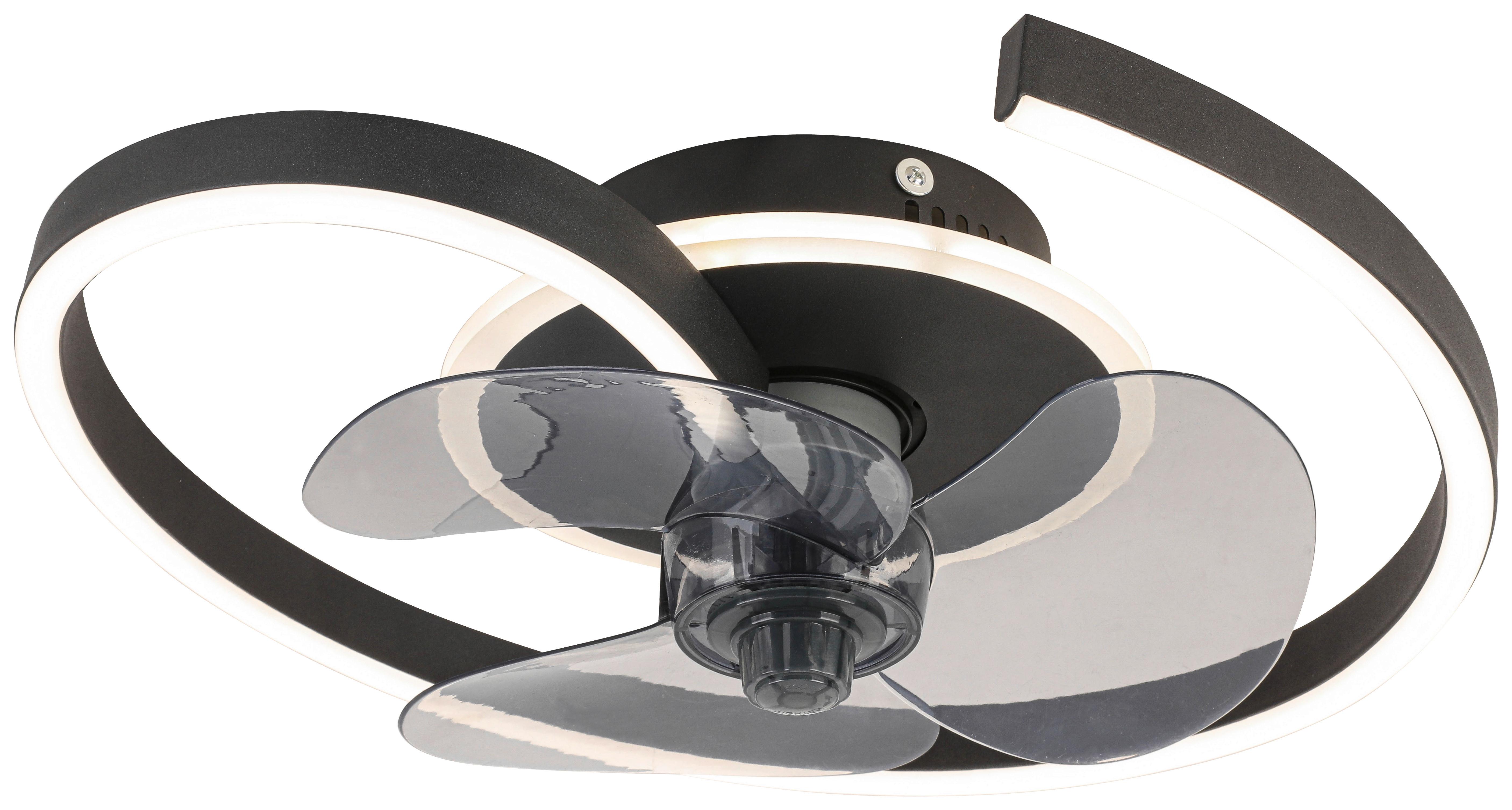 Mennyezeti Ventilátor Zana - fekete/áttetsző, Modern, műanyag/fém (40/13cm) - Luca Bessoni