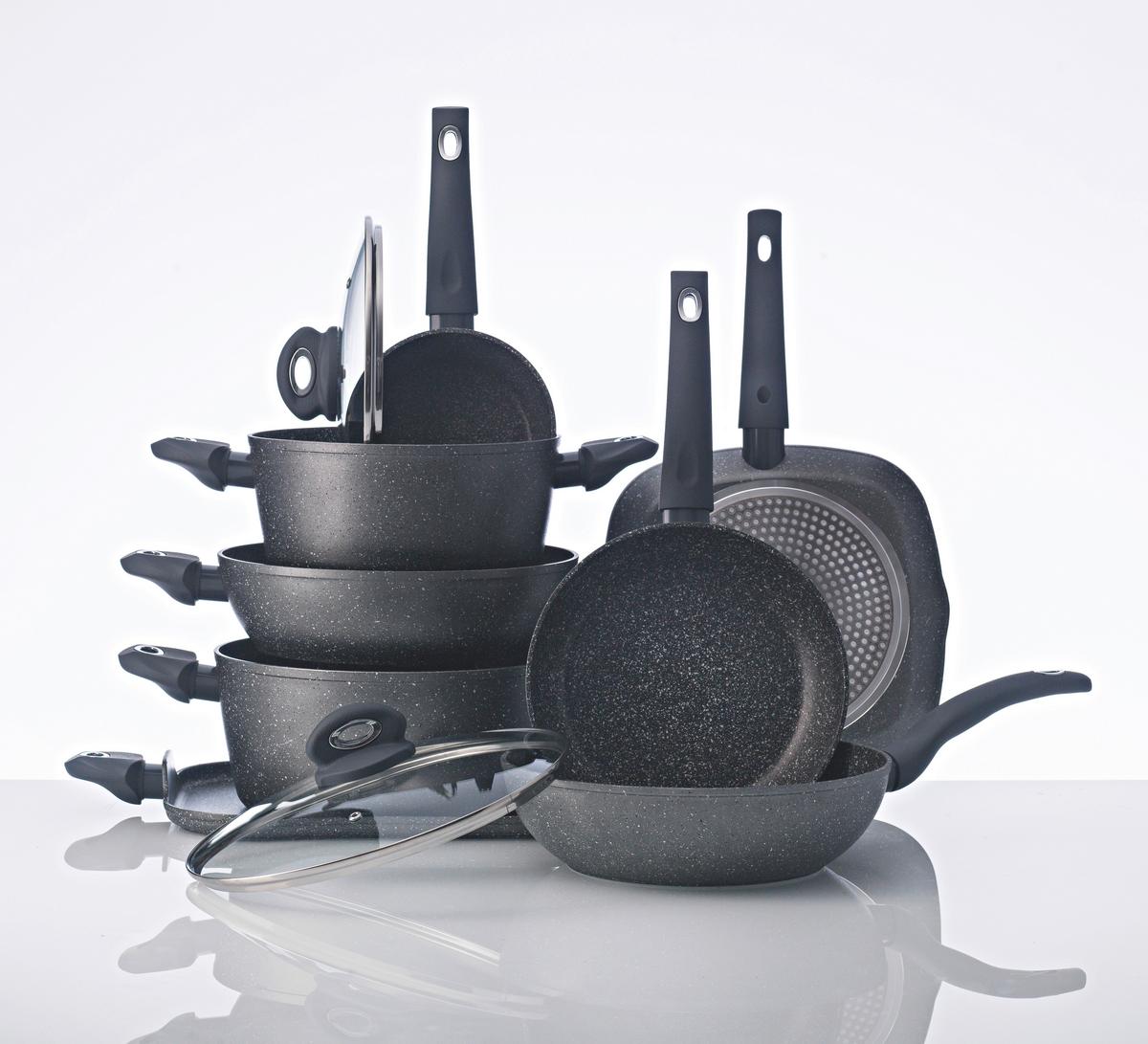 Bratpfanne Orion D: ca. 20 cm Aluminium Antihaftbeschichtet - Dunkelgrau, Basics, Kunststoff/Metall (20cm)