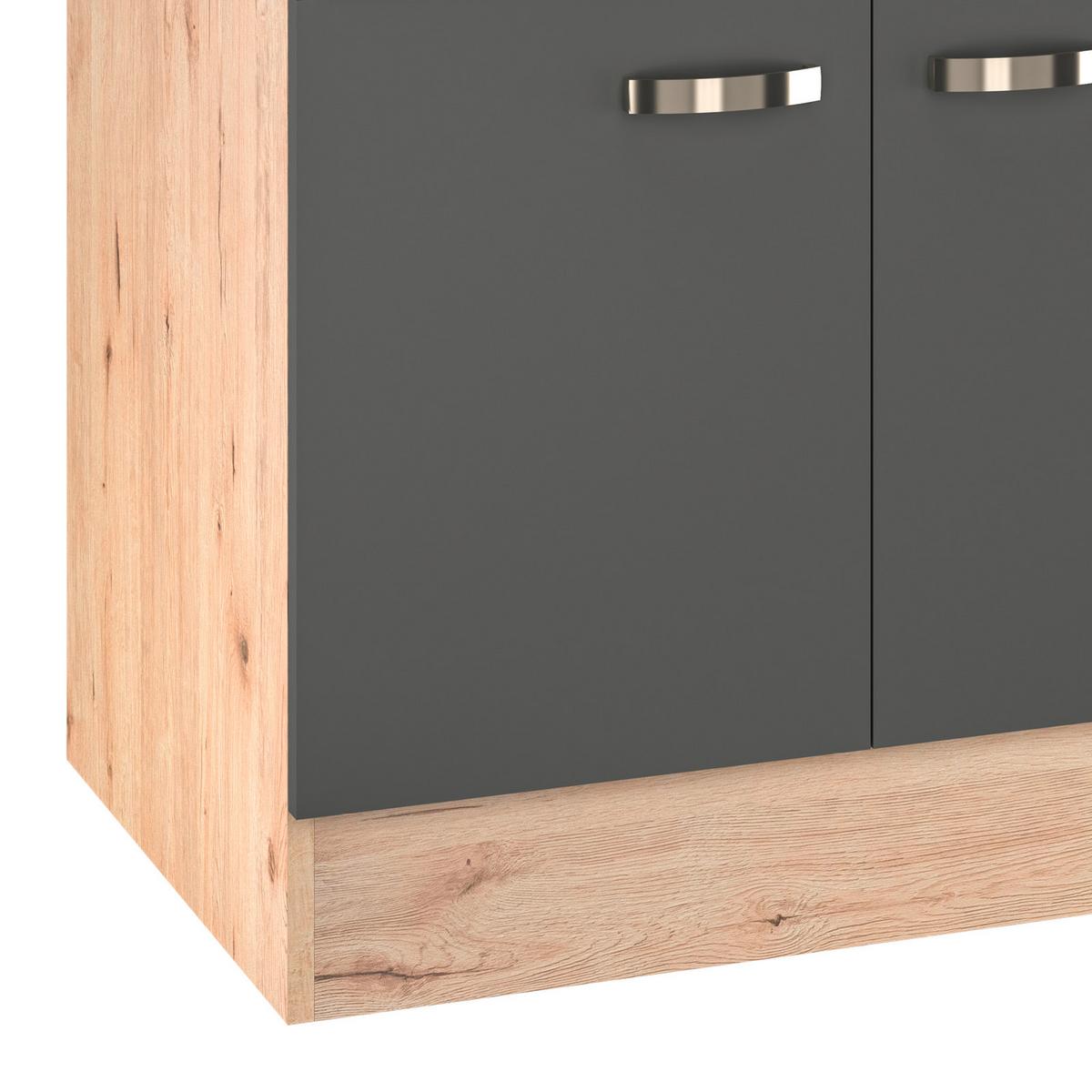 Küchenunterschrank Shadow B: 80 cm Grau/Eiche Dekor - Dunkelgrau/Eiche San Remo, MODERN, Holzwerkstoff (80/85/60cm)
