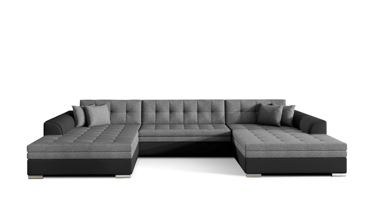Wohnlandschaft Vento Grau/ Schwarz U: 165x359x165 Cm - Chromfarben/Schwarz, Design (165/359/165cm) - MID.YOU