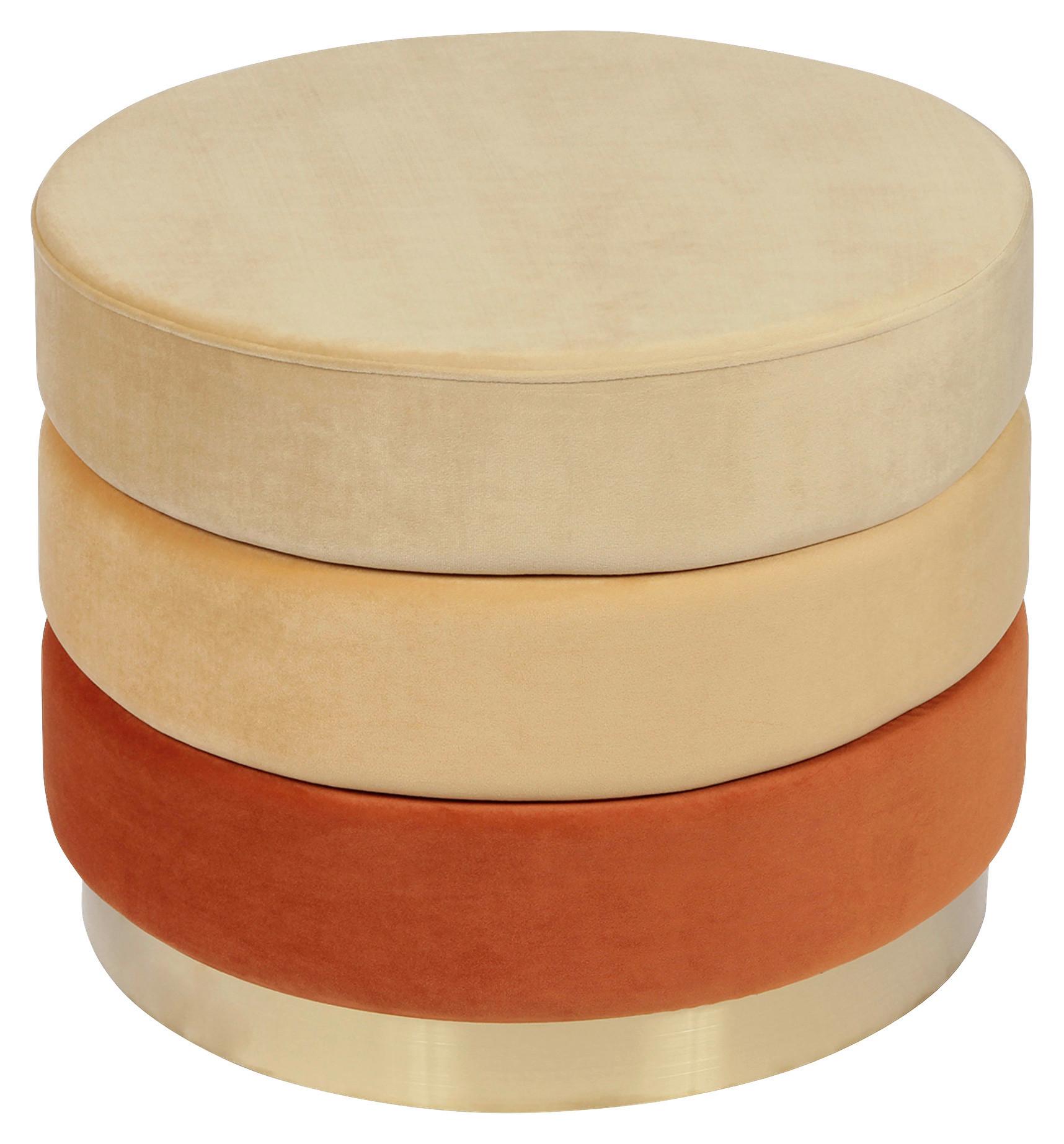 Hocker Elyse 100 Goldfarben/orange D: 50 Cm - Goldfarben/Orange, Design, Textil (50/42cm) - Kayoom
