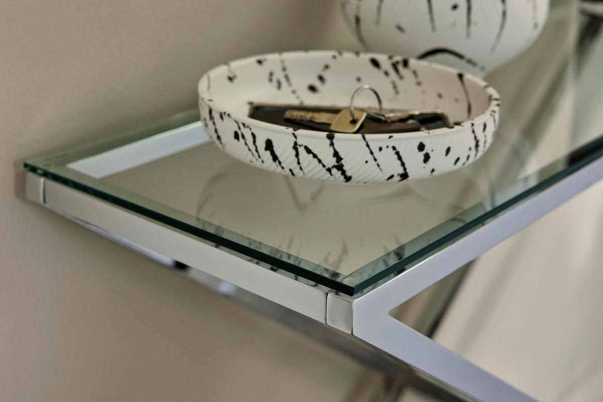 Konsolentisch Xtra Console Chromfarben B: 30 cm - Chromfarben/Klar, MODERN, Glas/Metall (100/30/74cm) - Livetastic