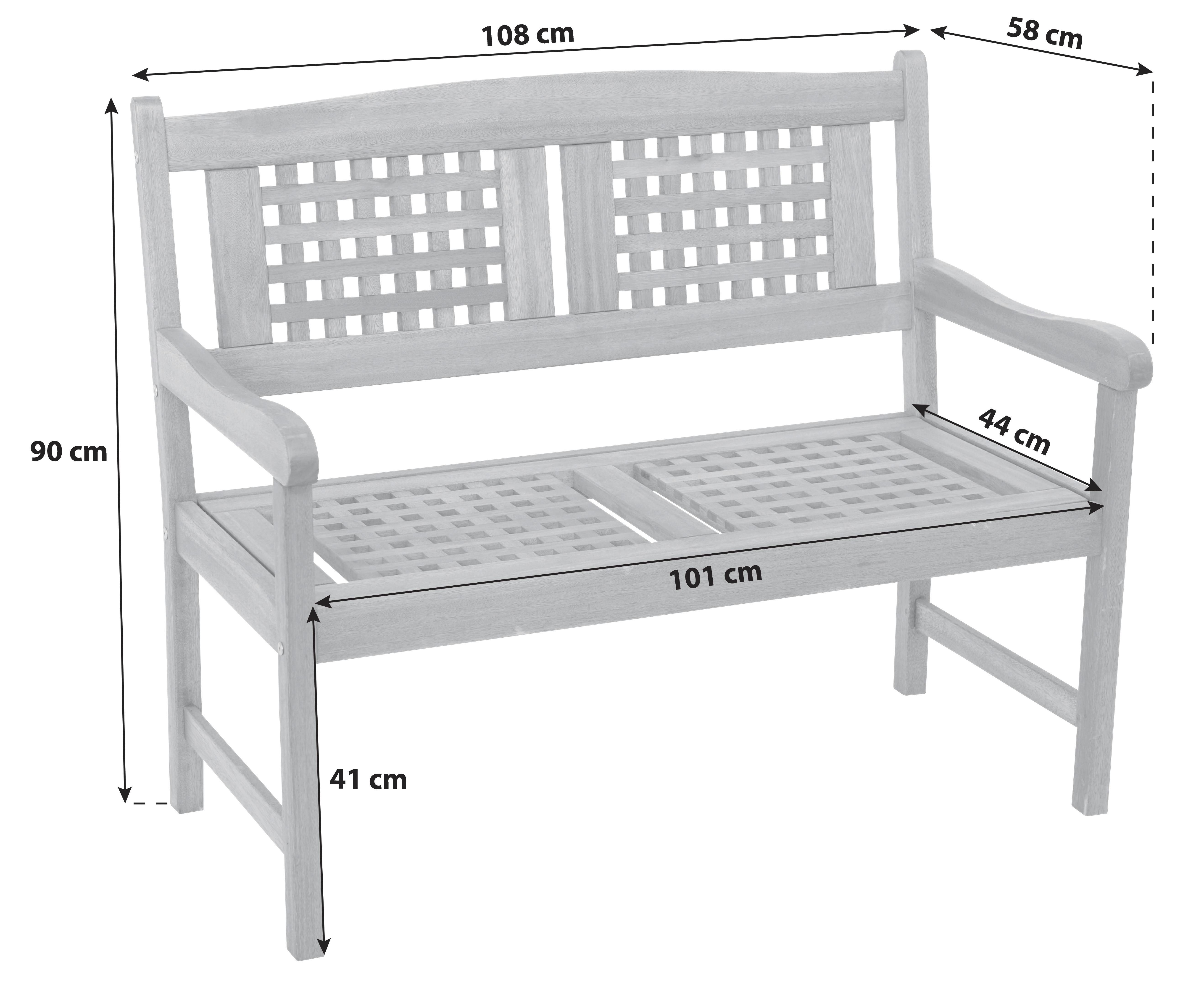 Gartenbank Echtholz 2-Sitzer Lima mit Rückenlehne - Naturfarben, Basics, Holz (108/90/58cm) - Gardenson