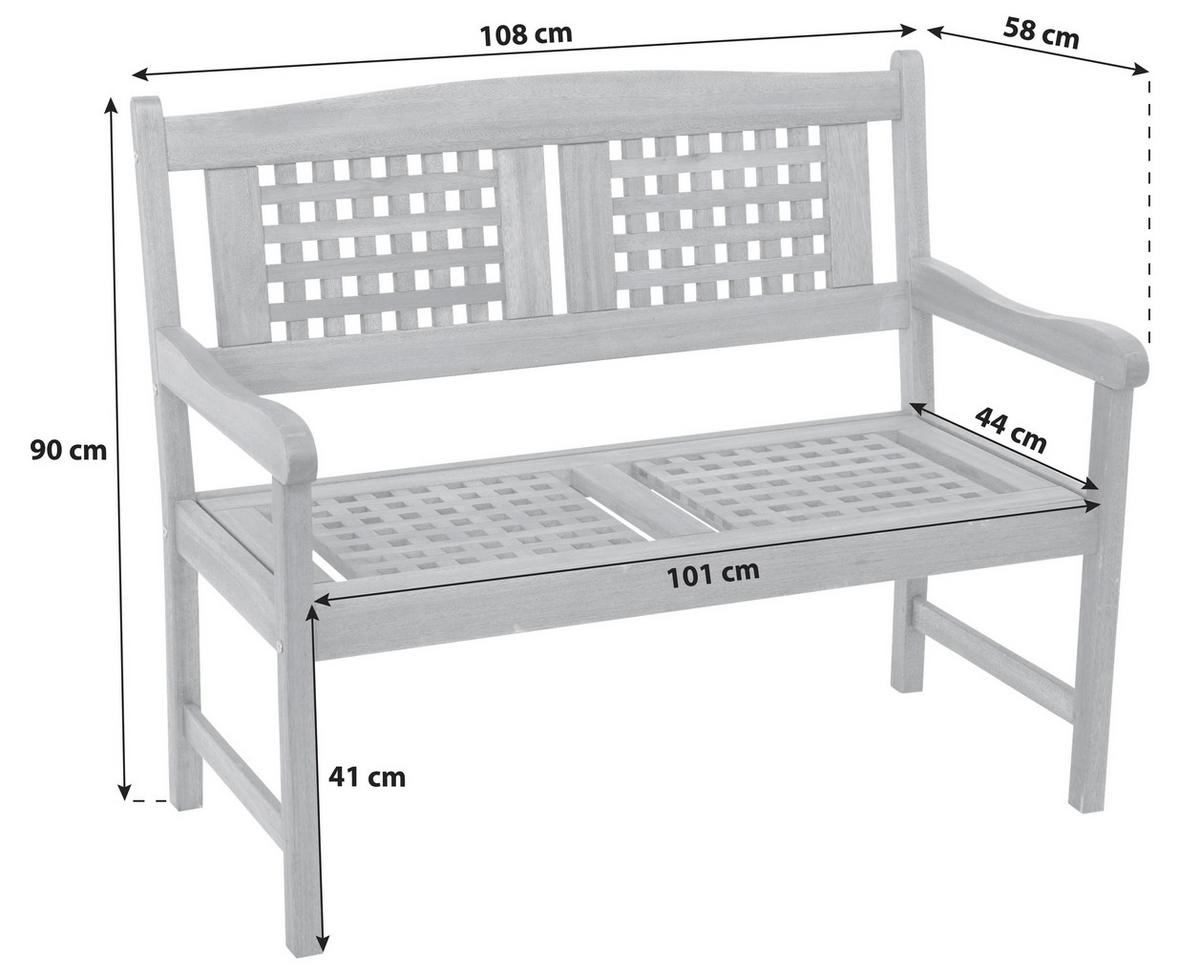 Gartenbank Echtholz 2-Sitzer Lima mit Rückenlehne - Naturfarben, Basics, Holz (108/90/58cm) - Gardenson