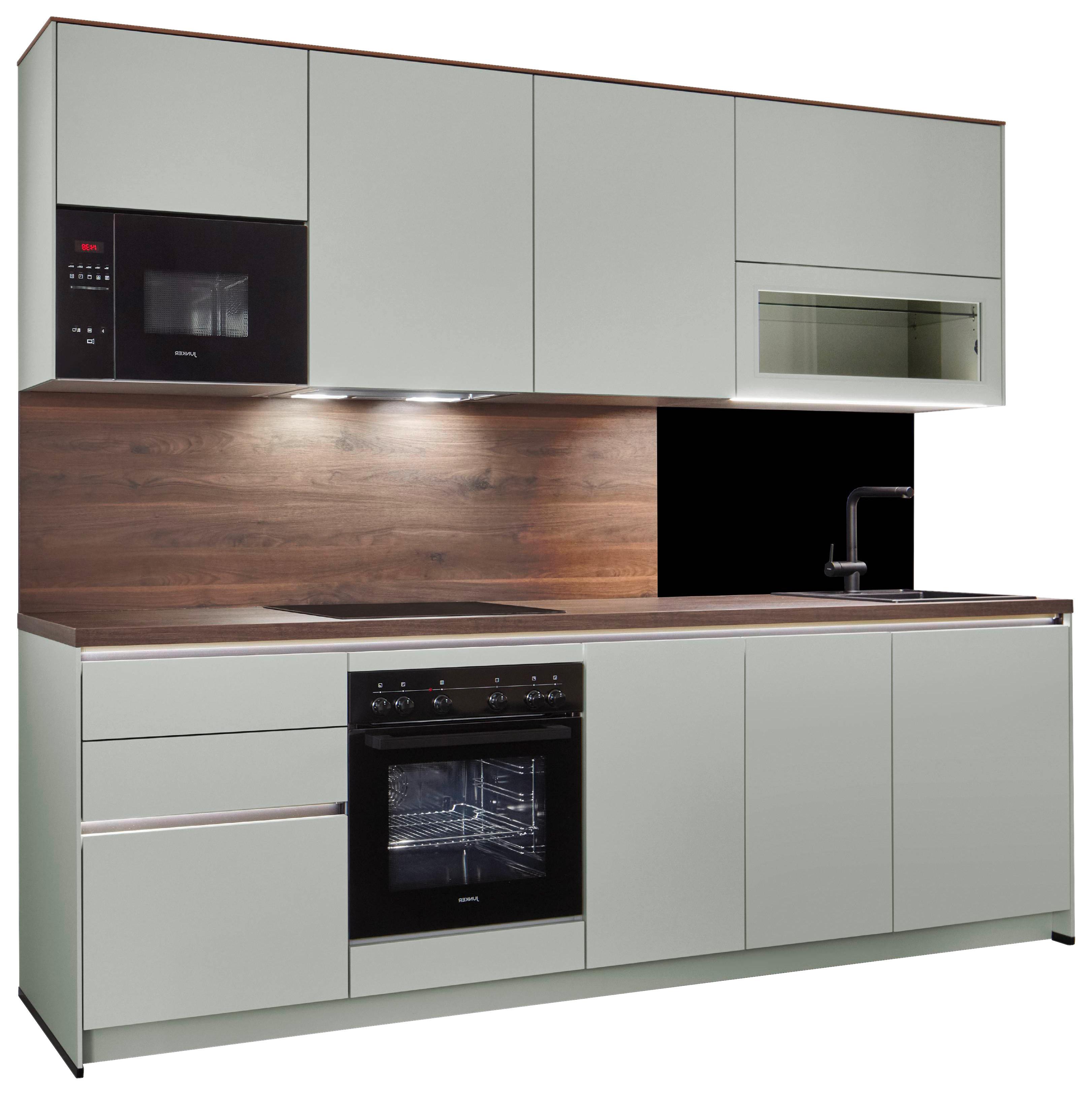 Küchenblock Sidney - Walnussfarben/Grau, Basics, Holzwerkstoff (272cm) - Vertico